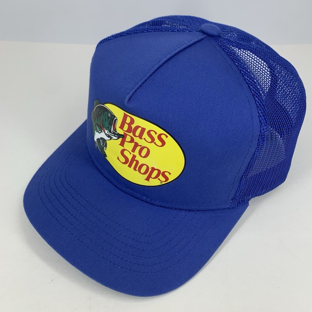 Bass Pro Shops Blue Trucker Hat Gone Fishing OSFM Adjustable Snapback Mesh Cap